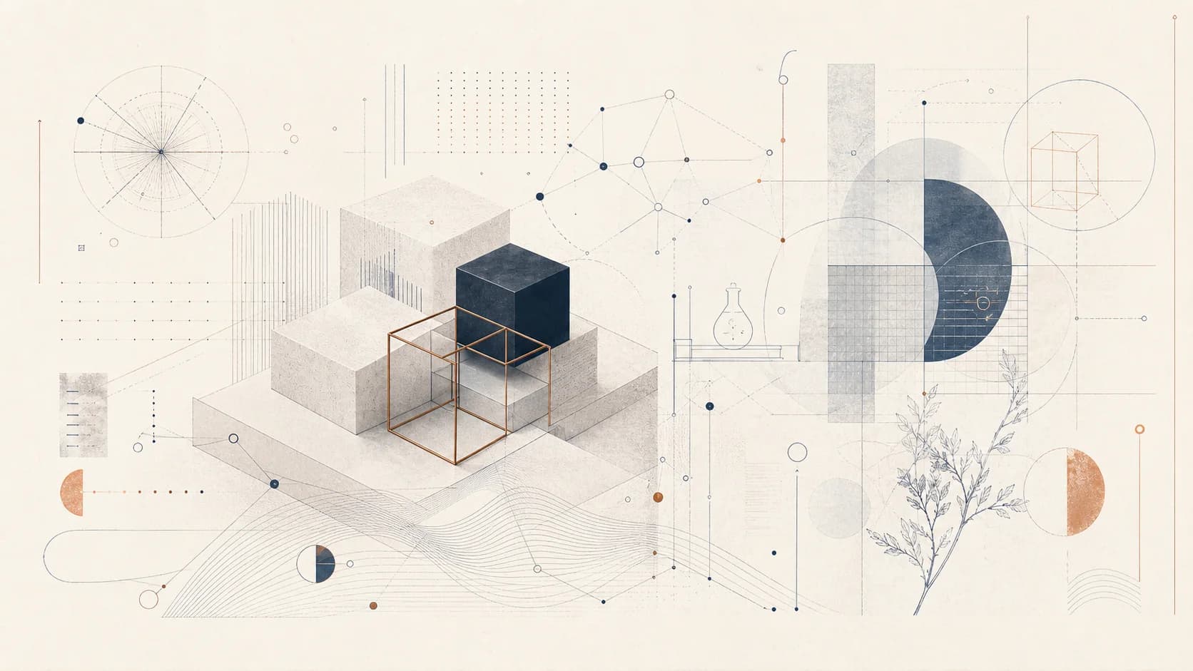A restrained abstract illustration representing technology and connected ideas